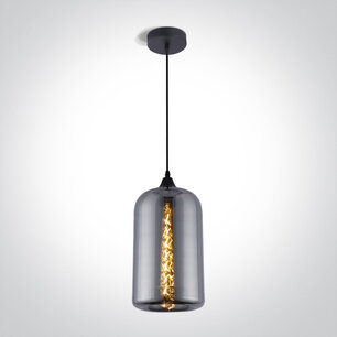 Glazen Cilinder hanglamp ø170mm - hoogte 300mm - Dark Chrome - E27 fitting Glazen Cilinder hanglamp ø170mm - hoogte 300mm - Dark Chrome - E27 fitting