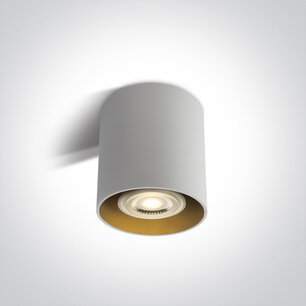 Plafond spot opbouw cilinder - vast- IP20 - GU10 - WIT - Brons/Goud reflector Plafond spot opbouw cilinder - vast- IP20 - GU10 - WIT - Brons/Goud reflector
