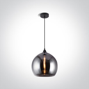 Glazen hanglamp ø300mm - hoogte 270mm - Dark Chrome - E27 fitting Glazen hanglamp ø300mm - hoogte 270mm - Dark Chrome - E27 fitting