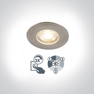 Inbouw spot vast - incl. 3-staps LED dimbaar - IP44 - kleur Zilver Inbouw spot vast - incl. 3-staps LED dimbaar - IP44 - kleur Zilver