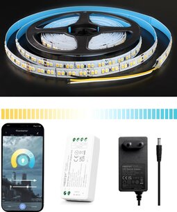 Miboxer 5 meter set Dual White led strip met Zigbee controller en Adapter Miboxer 5 meter set Dual White led strip met Zigbee controller en Adapter