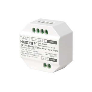 Miboxer - AC Triac dimmer voor traditionele verlichting - Zigbee 3.0+RF 2.4GHz+Push to dim Miboxer - AC Triac dimmer voor traditionele verlichting - Zigbee 3.0+RF 2.4GHz+Push to dim