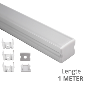 Led strip profiel opbouw Hoog model - compleet met afdekkap 1 meter - 15 mm hoog Led strip profiel opbouw Hoog model - compleet met afdekkap 1 meter - 15 mm hoog