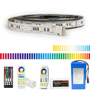 Led strip op batterij RGBWW Premium complete set 2 meter Led strip op batterij RGBWW Premium complete set 2 meter